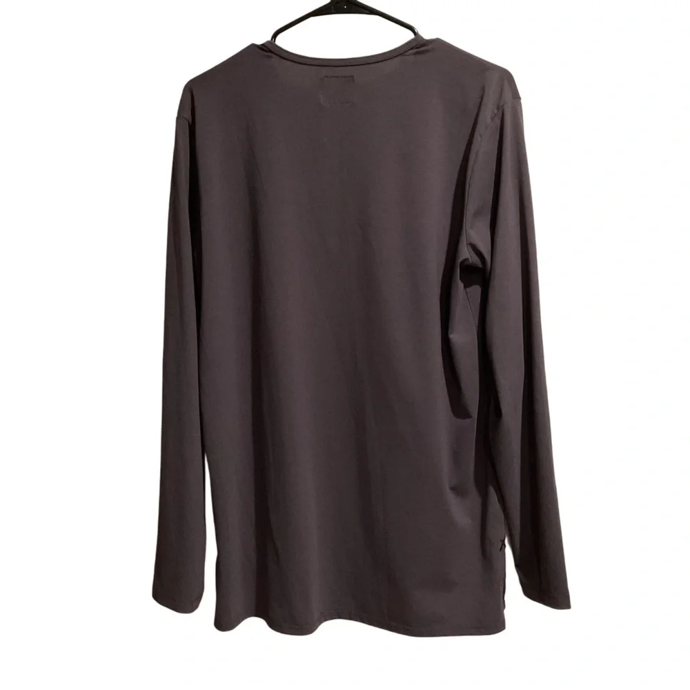 Cuts Men’s Henley Shirt Long Sleeve Dark Gray - Picture 2 of 10